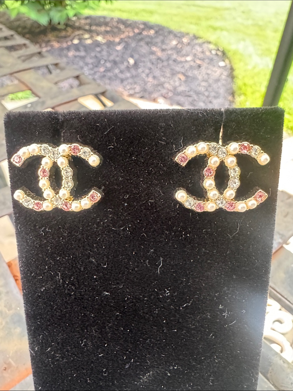 Earrings Gold-Tone pink Crystal & Pearl Stud Earrings